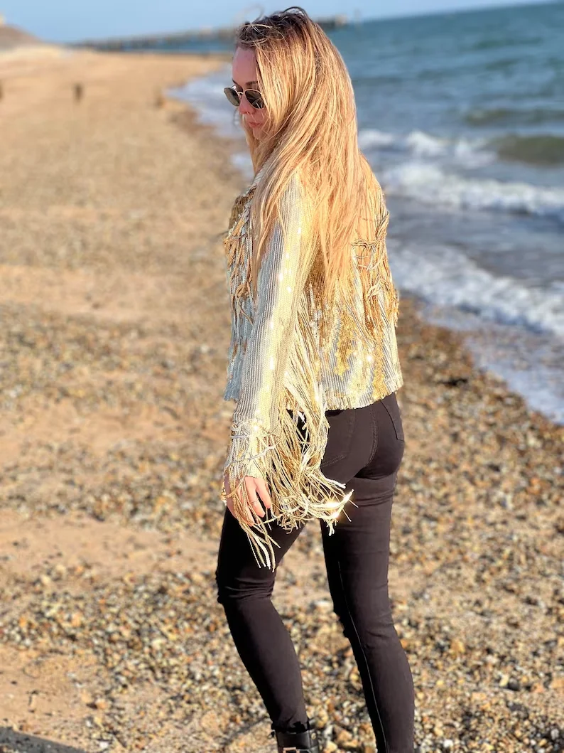 ジャケット GOLDEN  OLINDA FRINGED JACKET OLINDA FRINGED JACKET GWP02368/P00216055678 | Bruna Rosso