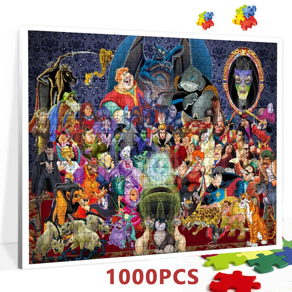 

Disney 500 Pieces Jigsaw Puzzle Assembling Picture Disney Villains Decompression Puzzles Toy for Adult Children Educational Gift