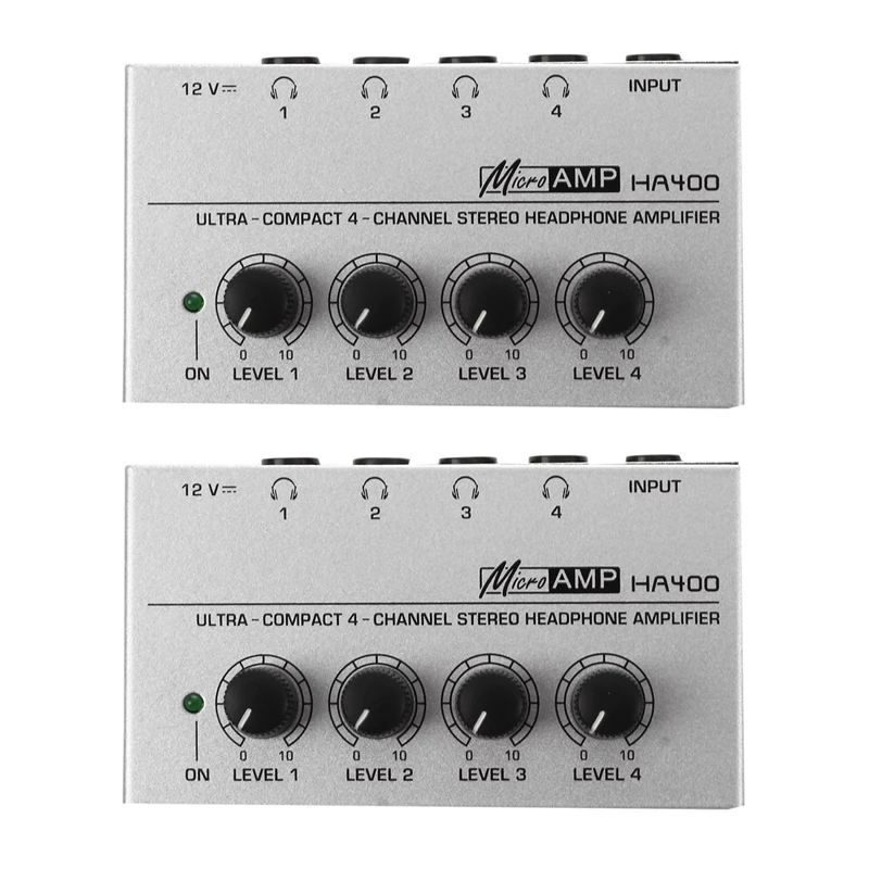 

Retail 2X HA400 4 Channel Ultra-Compact Headphone Audio Stereo Amp Microamp Amplifier