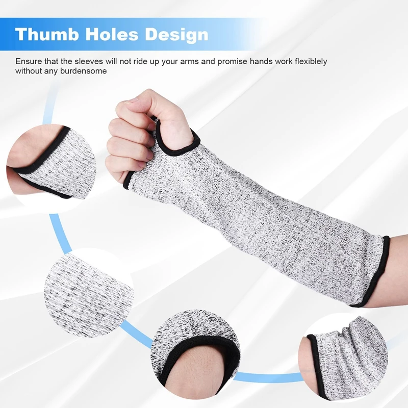 AEE4-2 Pairs Cut Resistant Sleeves Protective Arm Sleeves Safety Arms Protection With Thumb Hole,Garden Kitchen