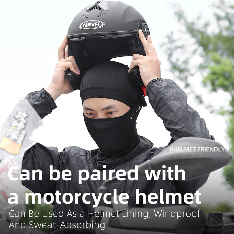 WEST BIKING Cycling Caps Summer Men's Motorcycle Balaclava UV Protection Anti-slip Hiking Full Face Mask Cooling Sport Gear