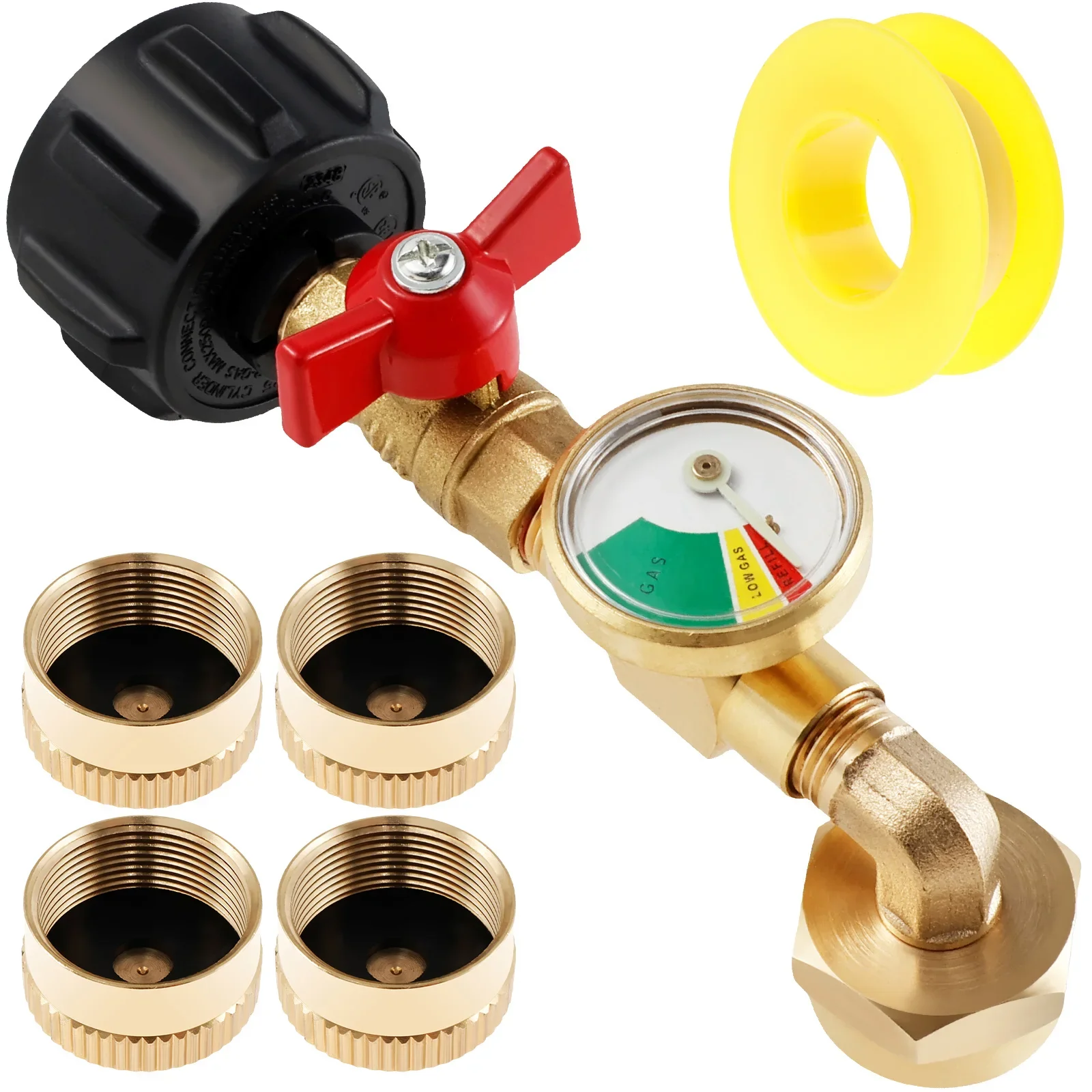 90 Degrees Propane Refill Adapter Gauge Control Valve Elbow Propane Refill Adapter Tank Fill 1lb Bottle