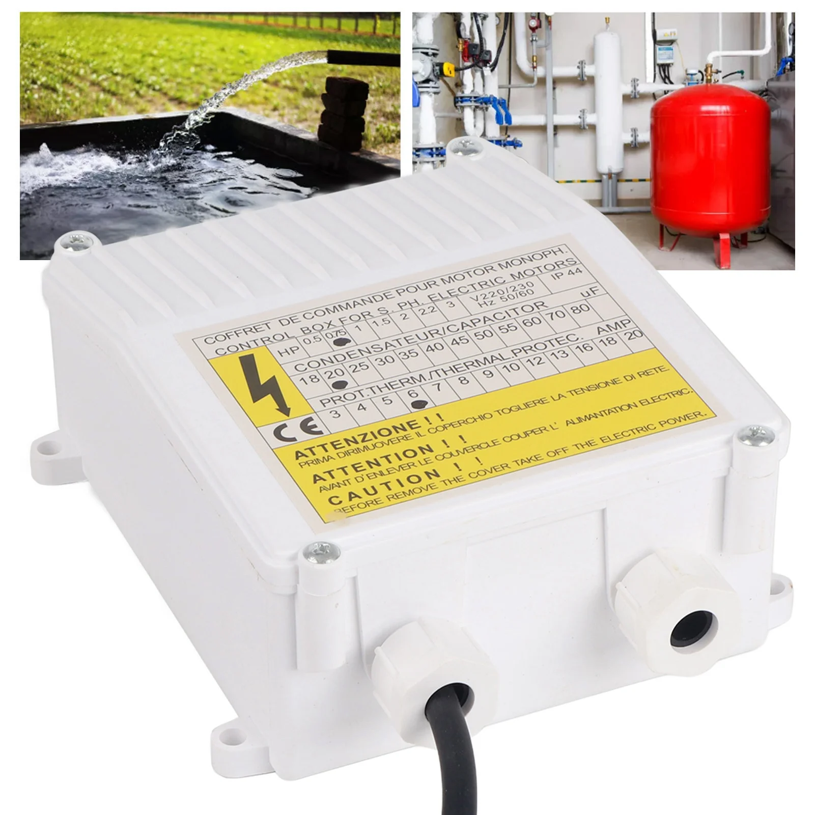 Pump Control Box Bulit in Thermal Circuit Breaker Controller for Well Submersible Household Suction Pumps
