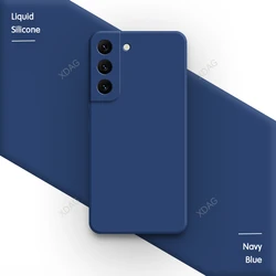 Premium Candy Silicone Soft Phone Case with Lens Protection - Enhanced Grip Back Cover - Galaxy S22 5G (Navy Blue)