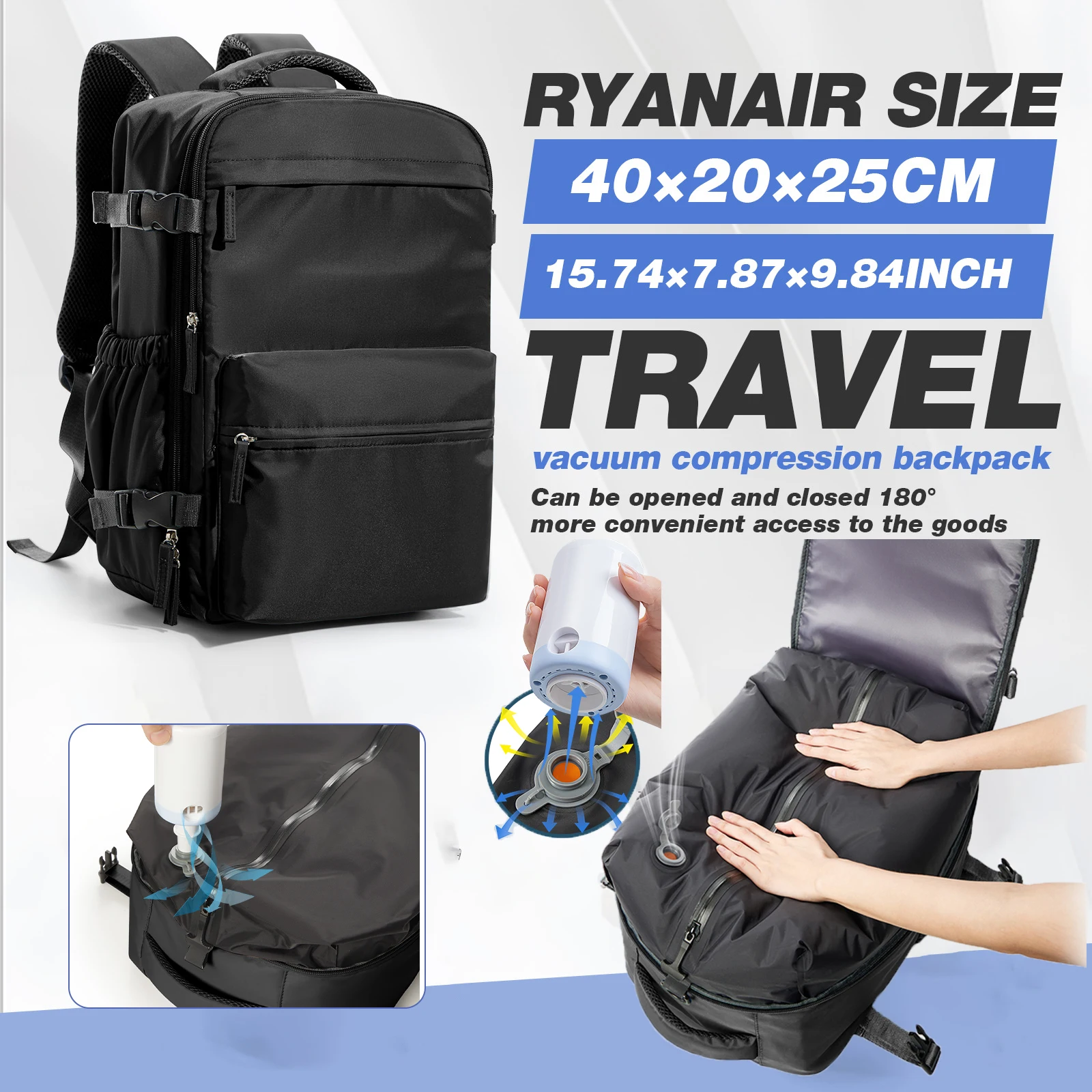 Travel Essentials Vacuum Storage Backpack bags, Air Vacuum Compressed Bag  Hand Luggage, Suitcases Vacuum Clothes Storage - AliExpress 15