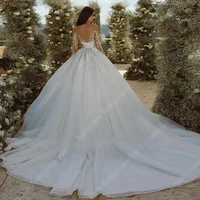 Beautiful V-Neck Women Wedding Dresses Long Sleeves A-Line Princess Bridal Gowns Gorgeous Beach Ball Vestido De Novia Customized 2