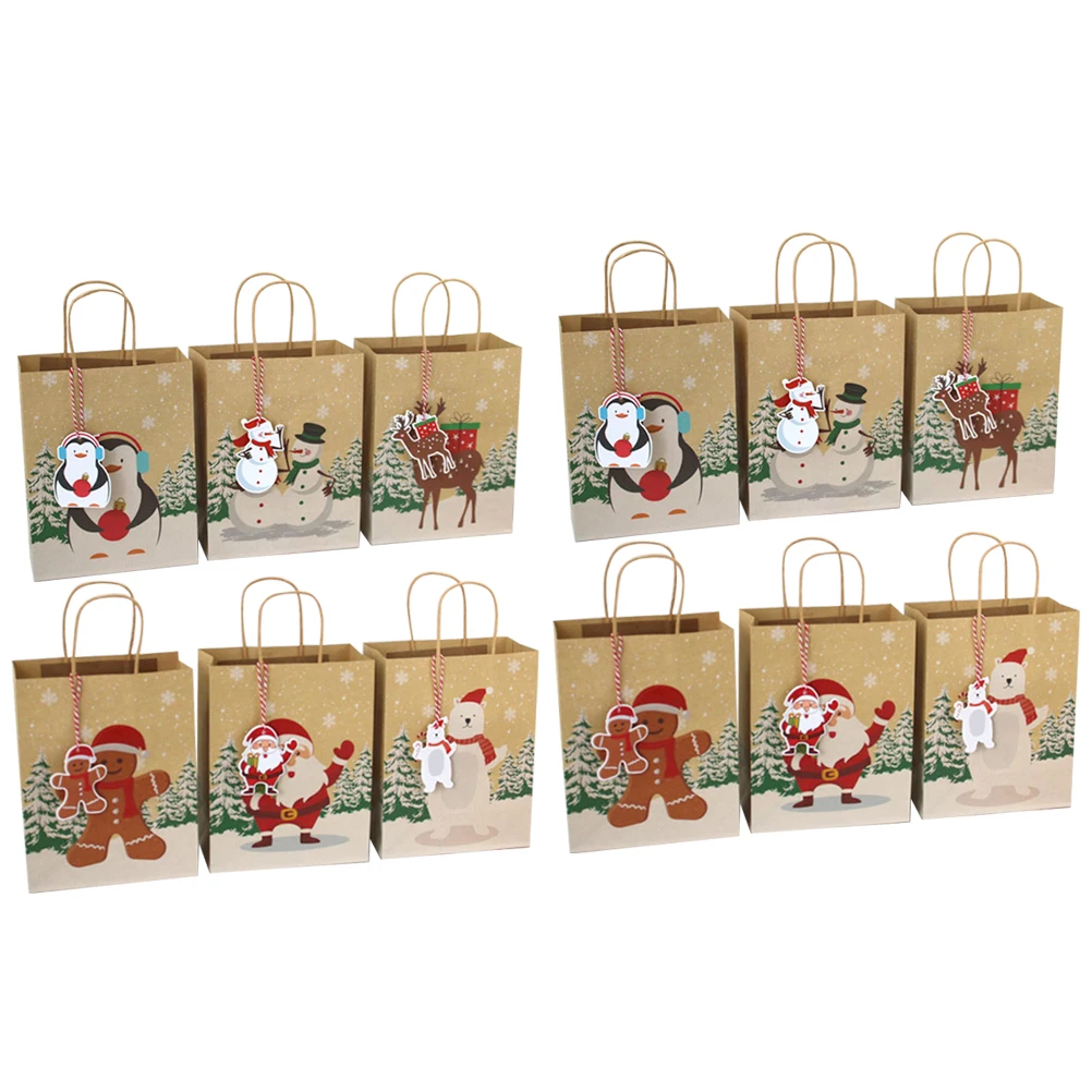 Bolsas de mano de fondo de Navidad, 24 piezas, de papel Kraft de alta bolsa de regalo| | - AliExpress