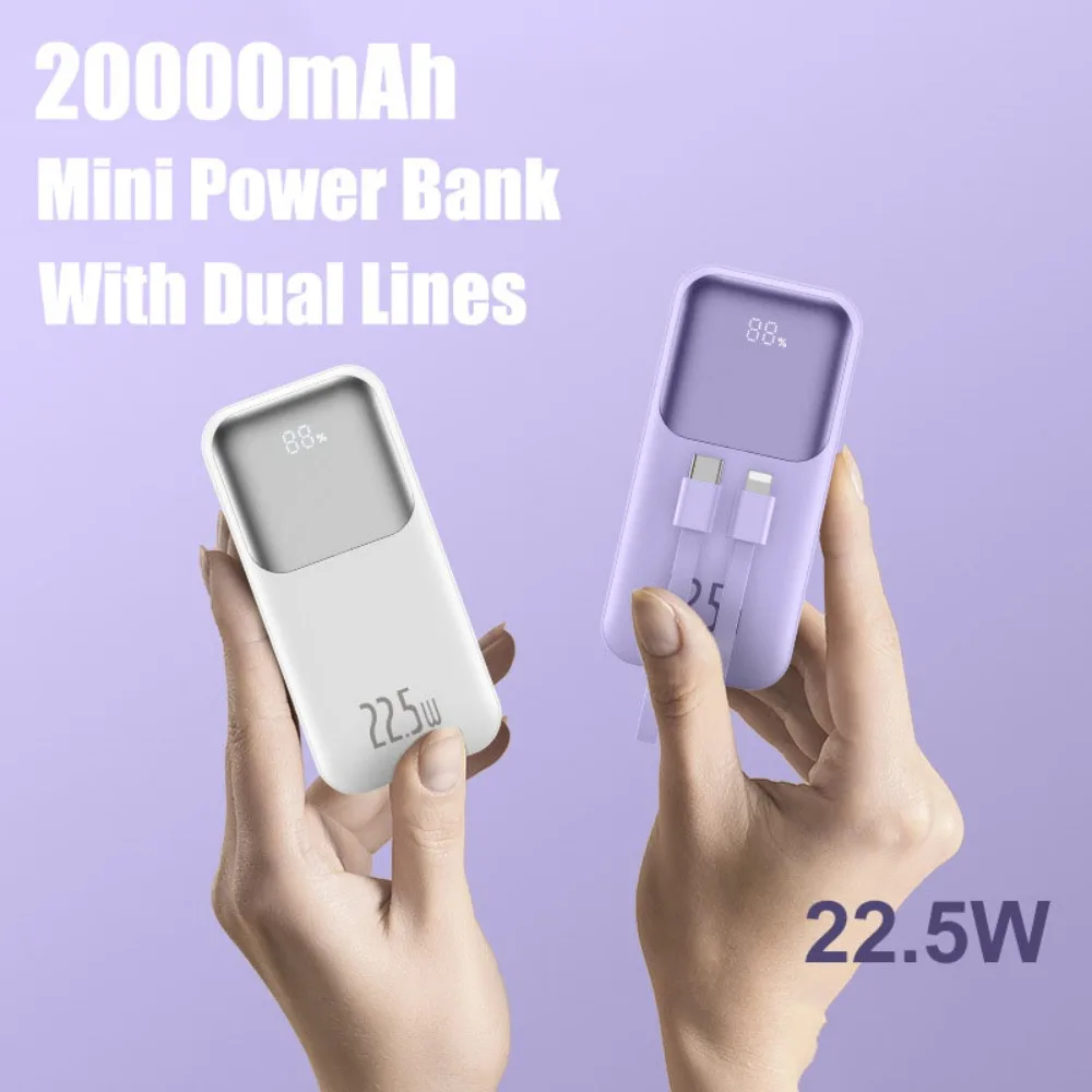 

Mini Power Bank 20000mAh Built-in Line Super Fast Charging with Large Capacity Portable Mobile Power Supply Powerbanks Universal