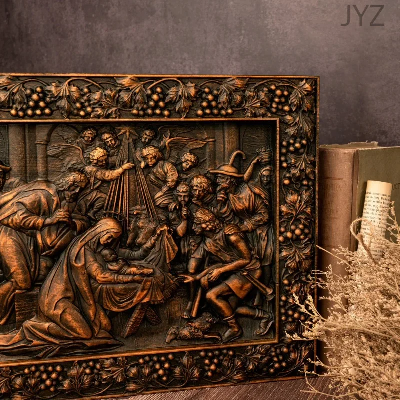 Religious Mural Nativity Scener Birth of Jesus Home Wall Decor Wooden Holy Decoration Gift