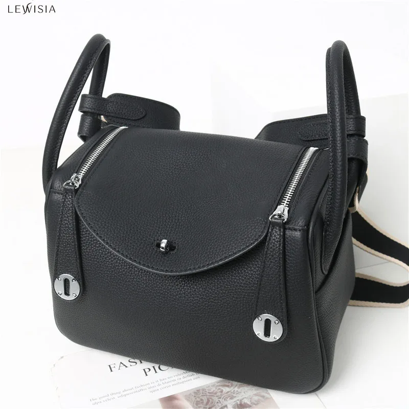 

LEWISIA New Cow Leather Luxury Designe Lady Lindi Brand Shoulder Messenger Luxury Handbags Women Genuine Leatherr Doctor Bag