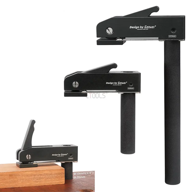 

Woodworking Fast Hold Down Bench Dog Clamp Desktop Quick Acting Hold Down Clamp Adjustable Fast Fixed Clip for 19/20mm Dog Hole