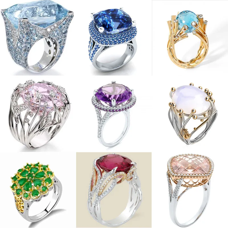 Big Fashion Rings Women Ring Big Crystal Women Jewelry Accessories