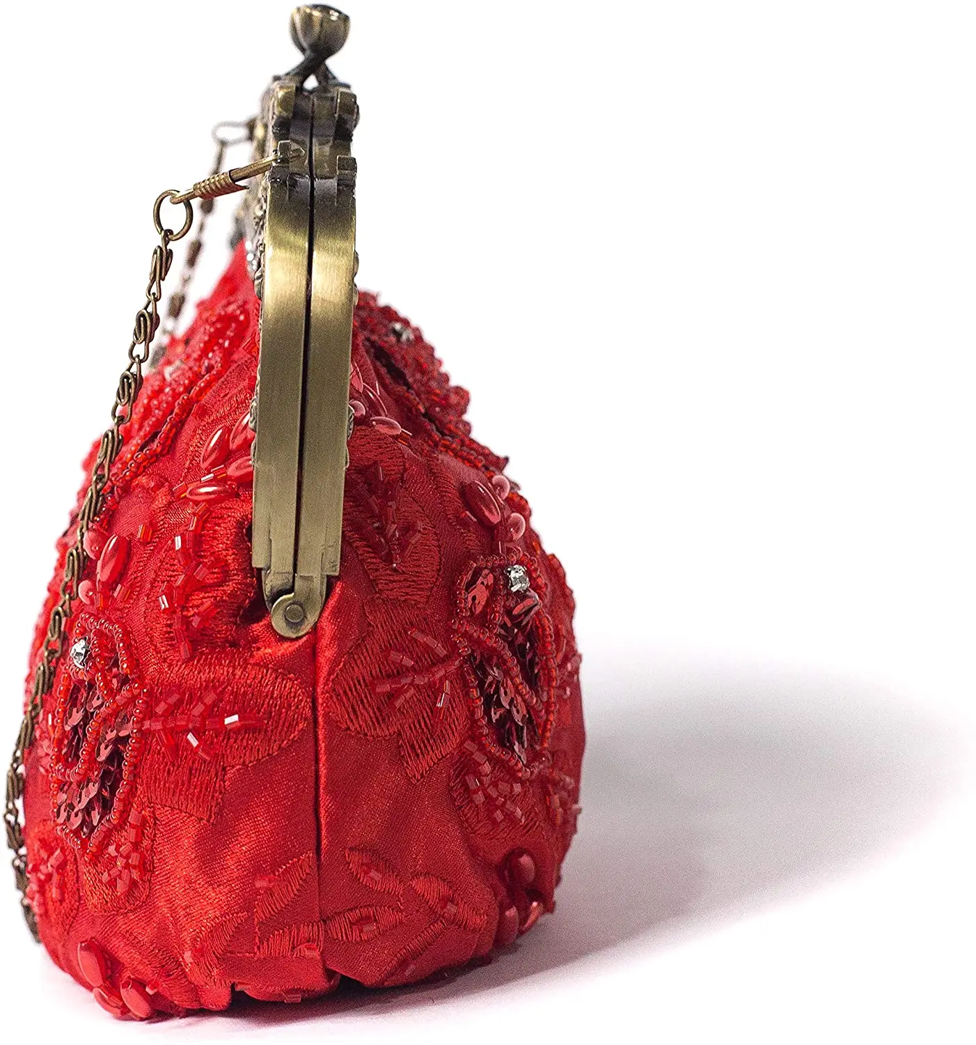 Vintage Retro Gold Clutch Bag with Metal Clasp and Chain Handbag Purse |  eBay
