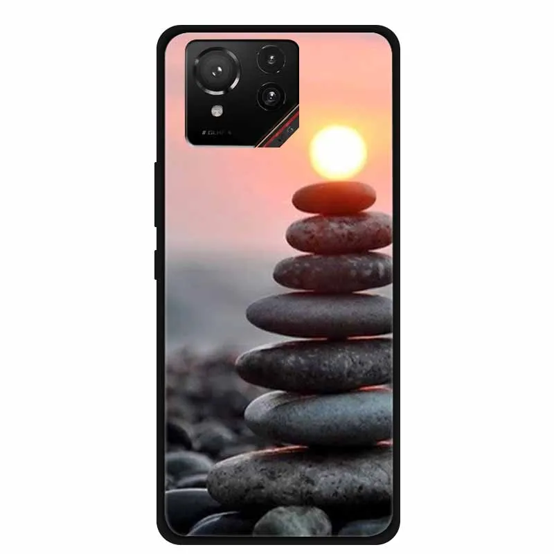 Cartoon Printed Soft Black Silicone Phone Case