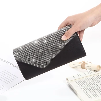 여성 플랩 반짝이 저녁 가방 봉투 클러치 핸드백 댄스 파티 웨딩 어깨 Crossbody 가방 파티 지갑 분리형 체인