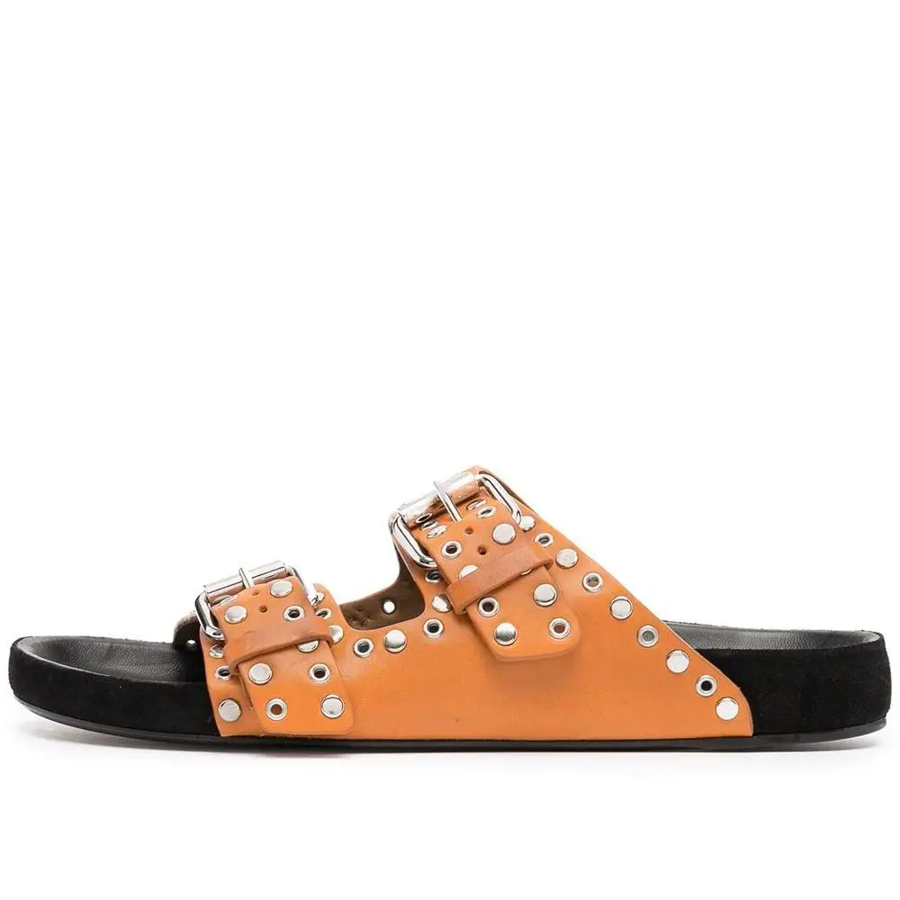 

2023 Summer new women slippers Sandals Double Row Buttons Cork Casual Slippers Fashion Flat Slippers Beach Rivets Large Size 43