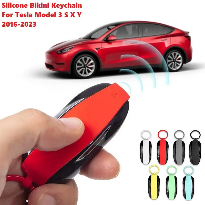 

Car Key Fob Chain Ring Durable Silicone Bikini Keychain For Tesla Model 3 S X Y 2016-2023 Accessories Cover Protector