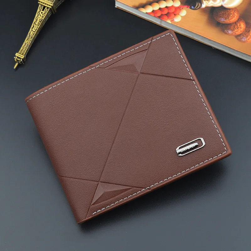 Men's Wallet Male Short Money Clip Male Youth Simple Fashion Multi-card  Lychee Pattern Horizontal Splicing Leather Clip - Temu