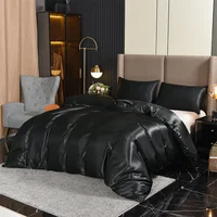 3pcs Satin Duvet Cover Set Bedding Sets Queen Black  Series Luxury Rich Silk Silky Soft Solid   Sexy Honeymoon Wrinkle Free 6
