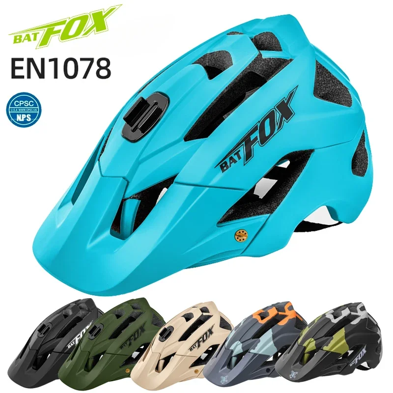 BATFOX DH MTB Bicycle Helmet Integrally-molded Road Mountain Bike Sun Visor Helmet Ultralight Racing Riding TRAIL Cycling Helmet