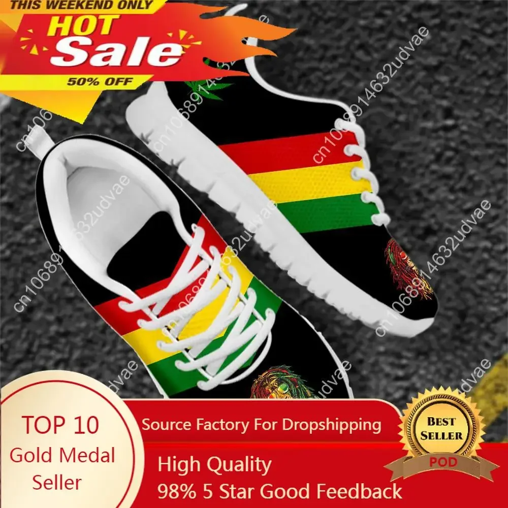 

Jamaica Rastafari Flag with Reggae Leaves Printed Unisex Sport Shoes Female Vintage Women Men Lace Up Sneakers Zapatillas