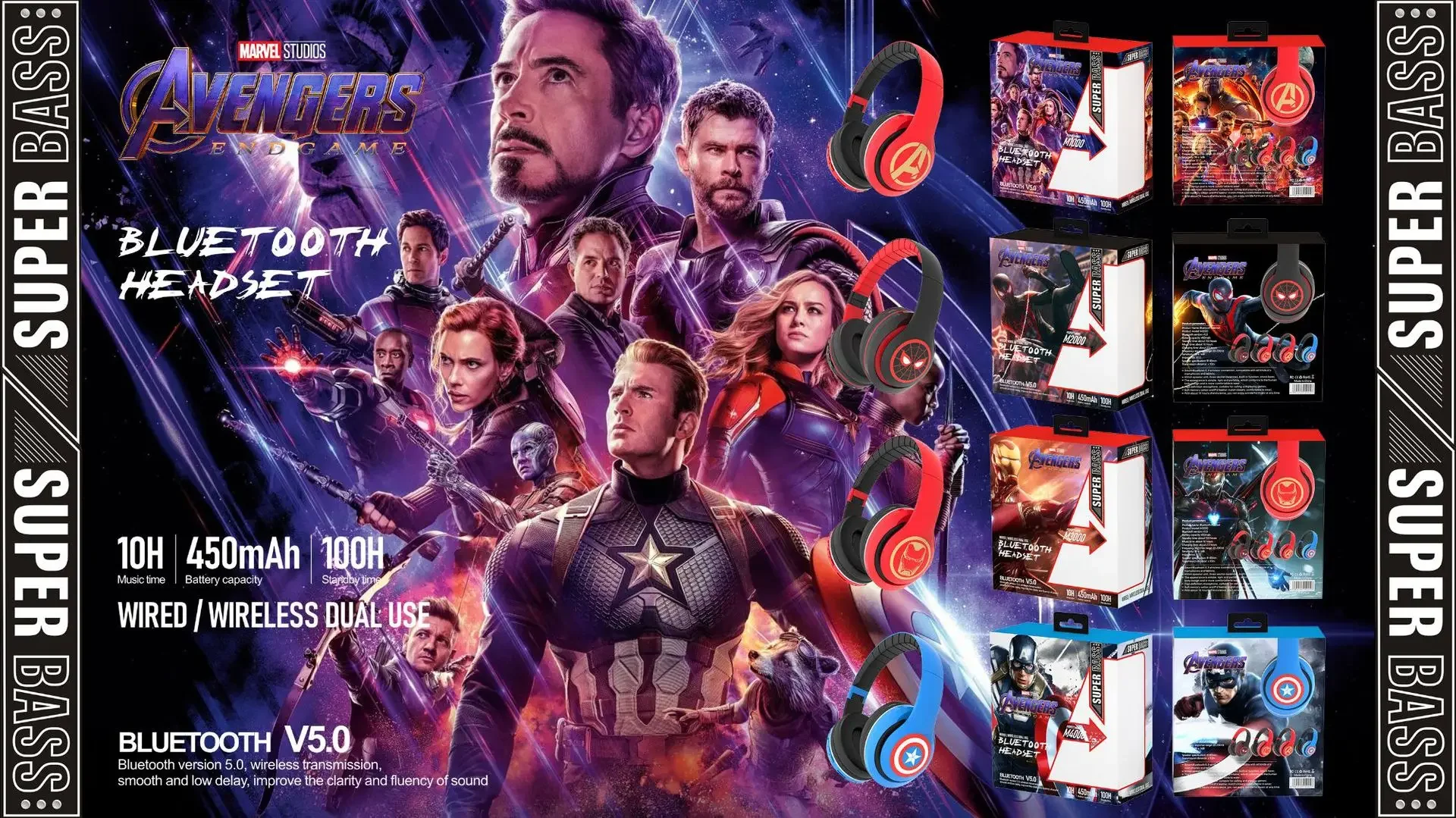 Nieuwe Marvel Spider Man Draadloze Bluetooth Oordopjes met FM Functie