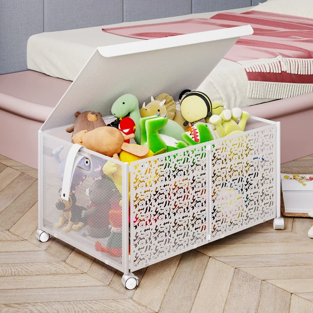 Caja de juguetes con ruedas para niños y niñas, organizador de juguetes,  contenedores de almacenamiento, caja de juguetes grande, Metal plegable,  70l - AliExpress