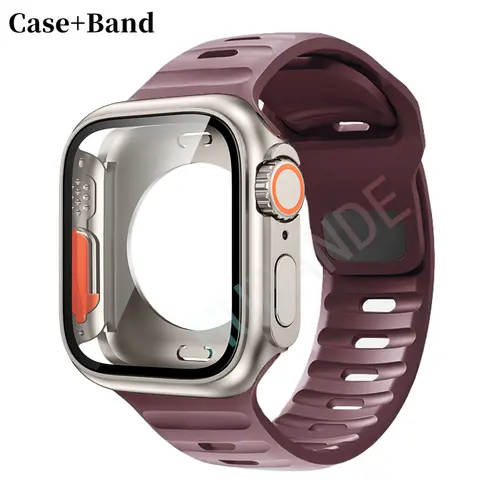 Silicone strap For Apple Watch 44mm 45mm 41mm 40mm Bracelet+Screen protectores Change to Ultra For iWatch Series 9 8 7 SE 6 5 3 - Image 25