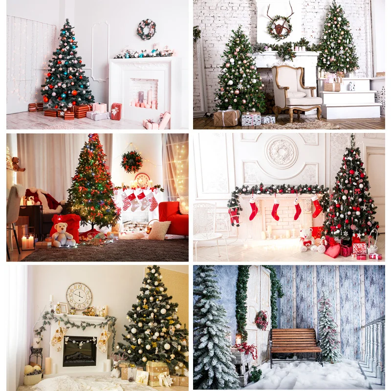 

SHENGYONGBAO Christmas Day Photography Background Christmas Tree Backdrops For Photo Studio Props CHM-119