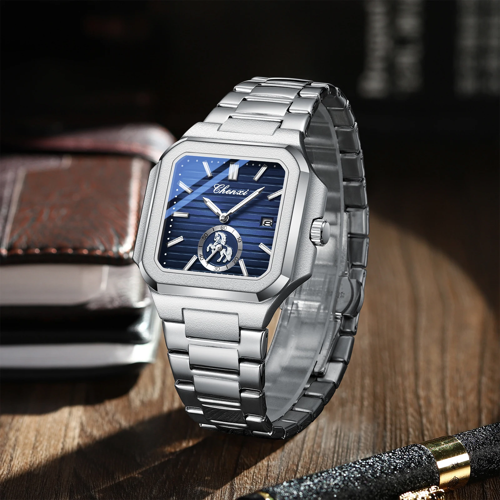 Chenxi Business Watch Men Stainless Steel Date Waterproof Wristwatch Man High Quality Fashion Men Watches Relogio Masculino, Alina Gadgets