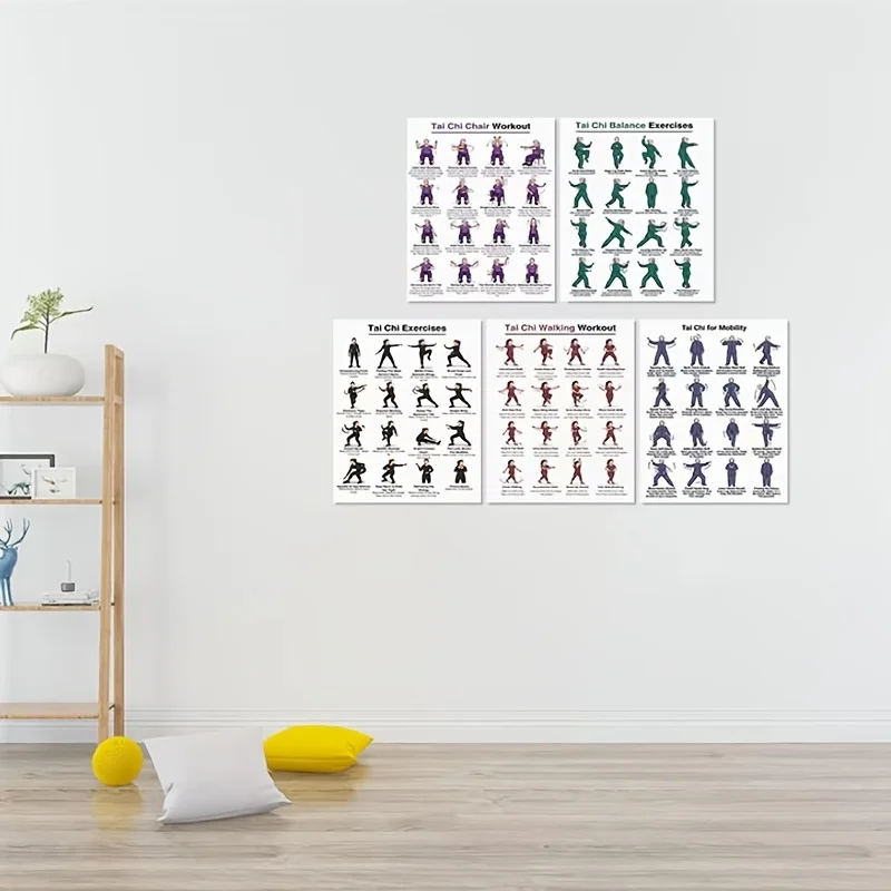 A4 Tai Chi Exercise Sheets - Set of 5 for Home & Class Training