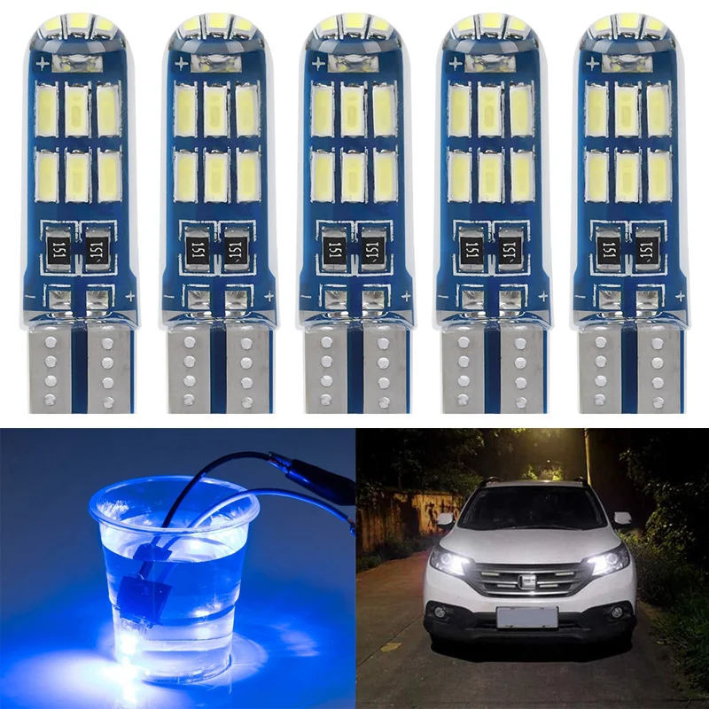 

T10 4014 W5W Lamp Heat-resistant LED Waterproof IP68 Car Light for Interior Dome Light Trunk Lamp Parking Lights Reading Light