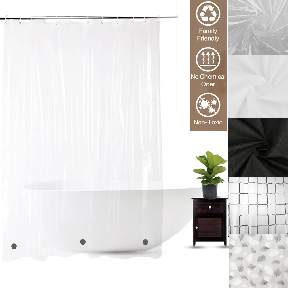 180cm/200cm Clear Shower Curtain Premium PEVA Shower Liner with Rustproof Grommets & Magnets Bathroom Waterproof Curtains  ﻿