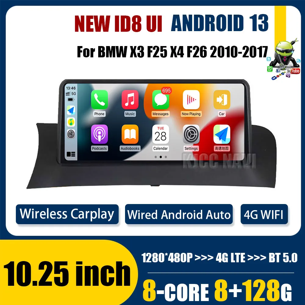 

ID8 10,25 ''для BMW X3 F25 X4 F26 Android авто беспроводной Apple CarPlay 4G WIFI Автомобильный IPS мультимедийный экран CIC NBT головное устройство