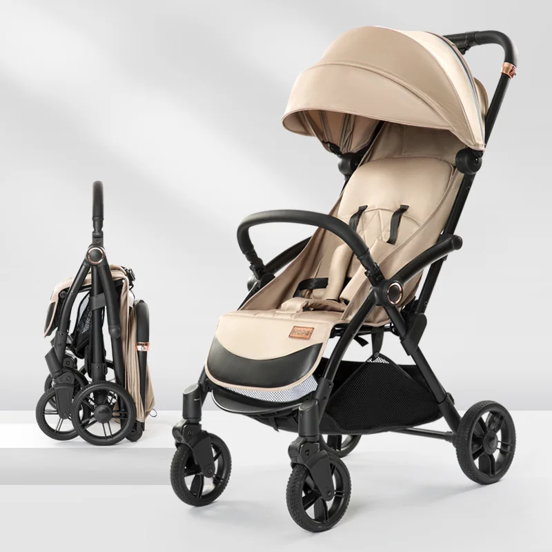 Portable Stroller with High Landscape, Adjustable for Sitting and lying, Gravity Automatic Folding, Four-wheel Shock Absorption