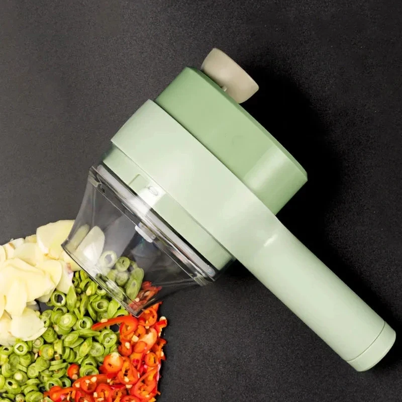 4 In 1 Handheld Electric Vegetable Cutter Set Durable Chili Vegetable  Crusher