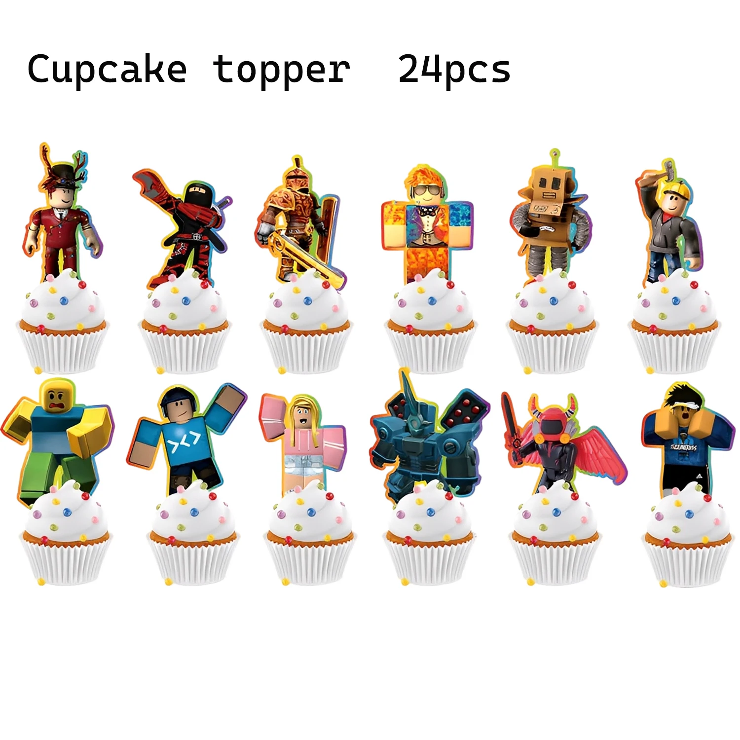 Roblox Taart Toppers Set - Cupcake Decoraties voor Kinderfeestje