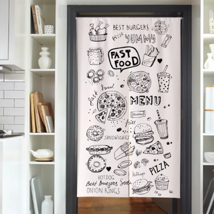 Coffee Pattern Nordic Restaurant Cafe Door Curtain for Kitchen Living Room Linen Doorway Curtains Entrance Decor Noren Curtains 4