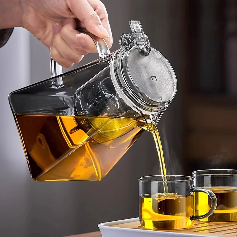 Glass Teapot Tea Brewing Pot GIANXI Glass Tea Pot Chinese High Temperature Tea Separation Brew High Borosilicate Pure Color Simple Teapot Cup