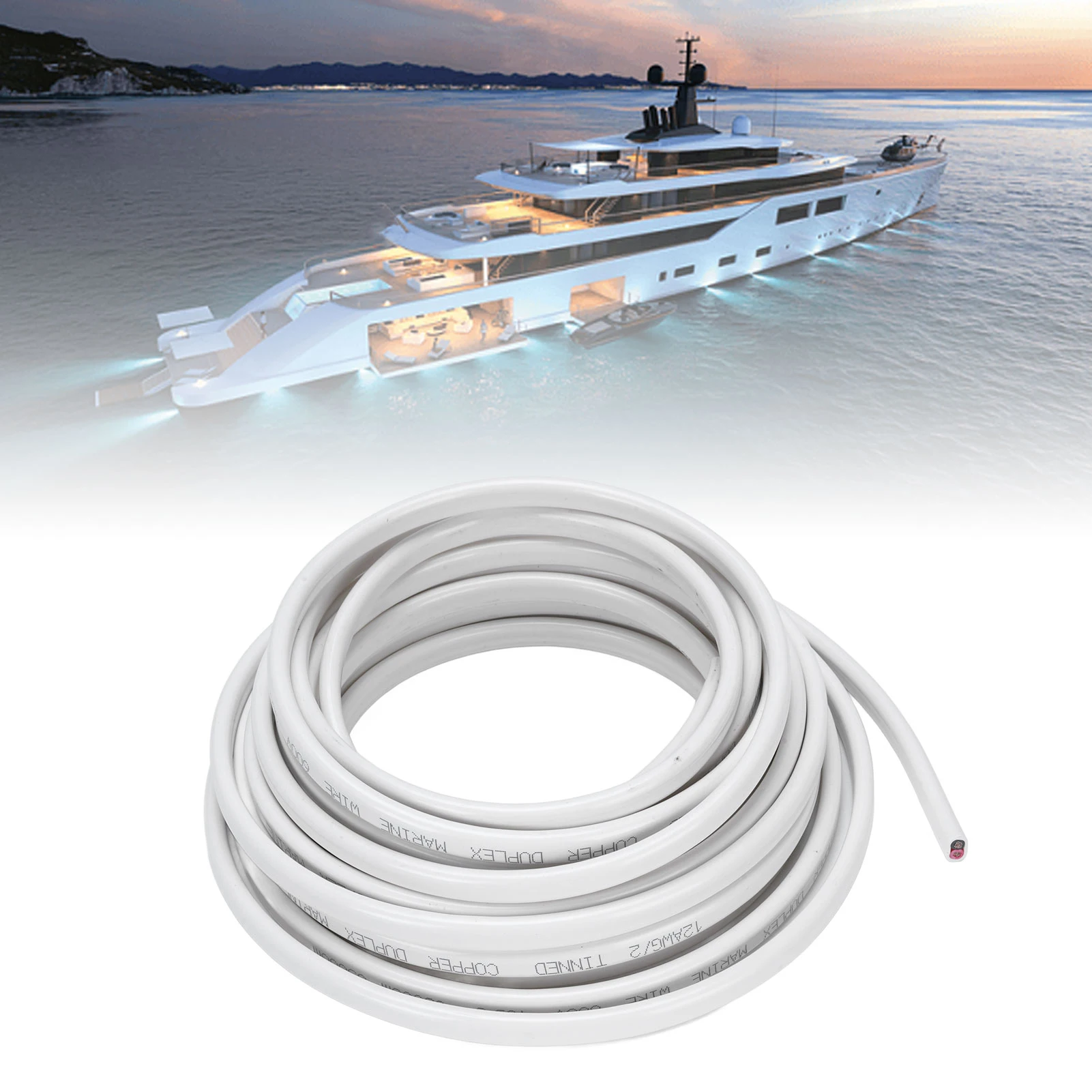 12 Gauge Marine Wire Waterproofing Excellent Conductivity Stable Connection Anti Aging 12 AWG Boat Electrical Cable for Yachts
