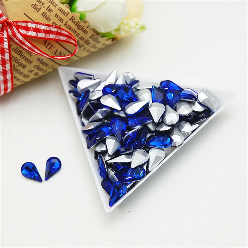 50pcs Colorful Waterdrop Rhinestone Glass Crystal Accessories