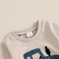 Citgeett-Sweat-shirt brodé à manches longues pour tout-petit garçon, tenues d'automne, ensemble de pantalons solides, vêtements de printemps et d'automne 5