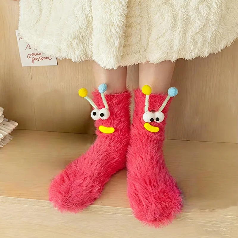 Cozy Big Eye Plush Fleece Socks - Warm & Funny Home Comfort for Autumn and Winter