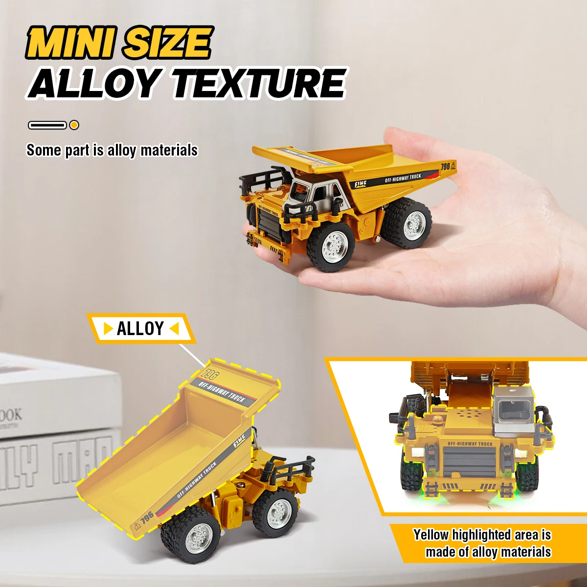 1/64 Mini Rc Dump Truck Alloy Diecast Liftable Remote APP Control Desktop Engineering Collection Cars For Boys Kid Gift