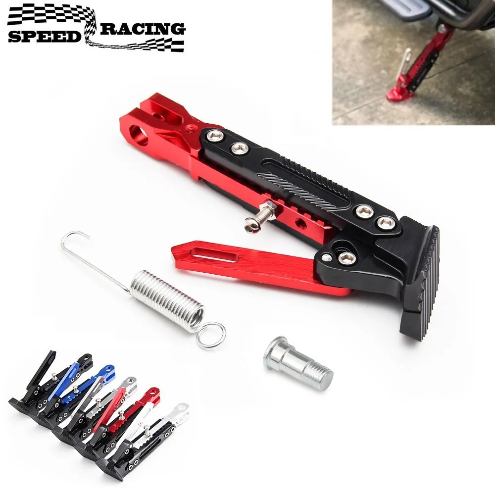 

Motorcycle Stand CNC Aluminum Adjustable height in six gears Side Stand Adjustable High Support Modified Scooter Side Stand