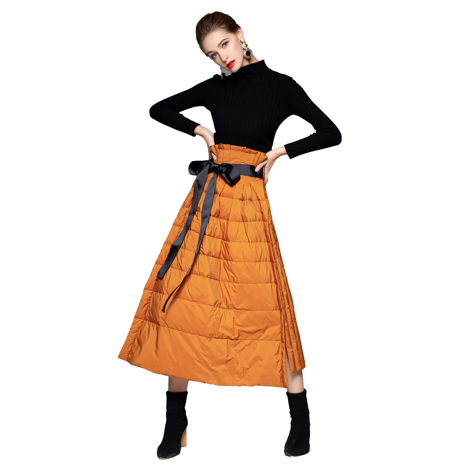 

Winter New stylish down skirts solid vent A-line empire waist warm down skirts women's fashion package buttocks warm skirts 8003