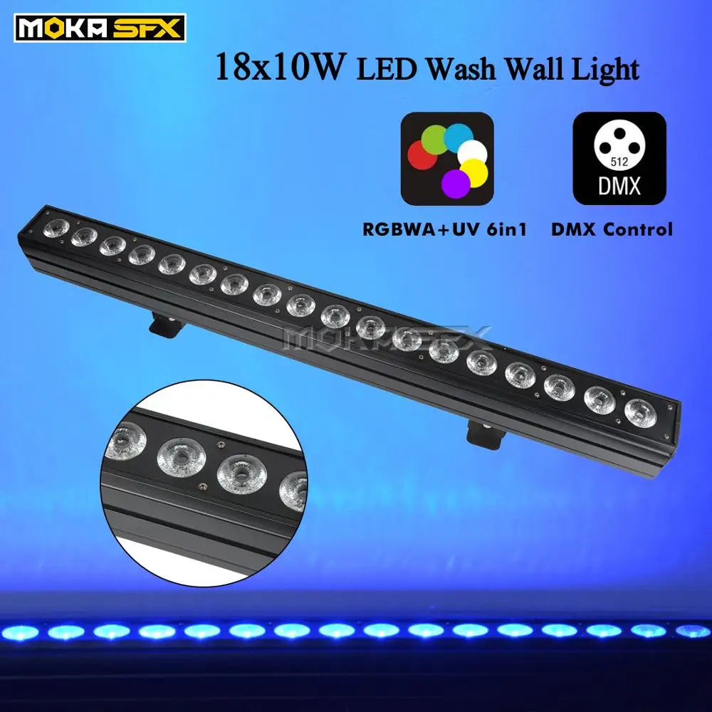 

Wash Wall Light 18pcs LED Satge Bar Light RGBW/RGBWA+UV LED Wall Washer Light Projector for Party Decoration Events Party Light