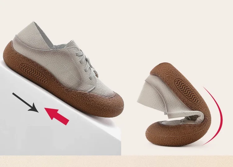 Neue Retro Anti Kollision Oxfords Wohnungen frauen Aus Echtem Leder Wanderschuhe Frau Geschnürt Nicht Slip Weiche Casual Mokassins Krankenschwester – Detail 16