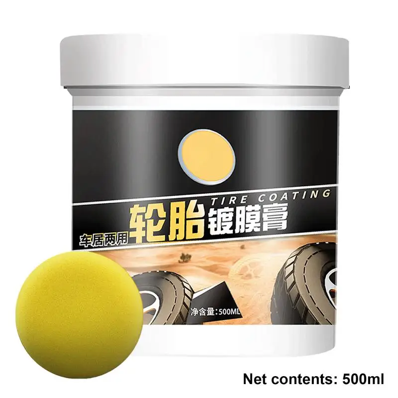 Tire Shine Wax Auto Black Crystal Gloss Shine Coating Paste 500ml Tire Maintenance Tool For SUVs RVs Sedans Mini Cars And Trucks