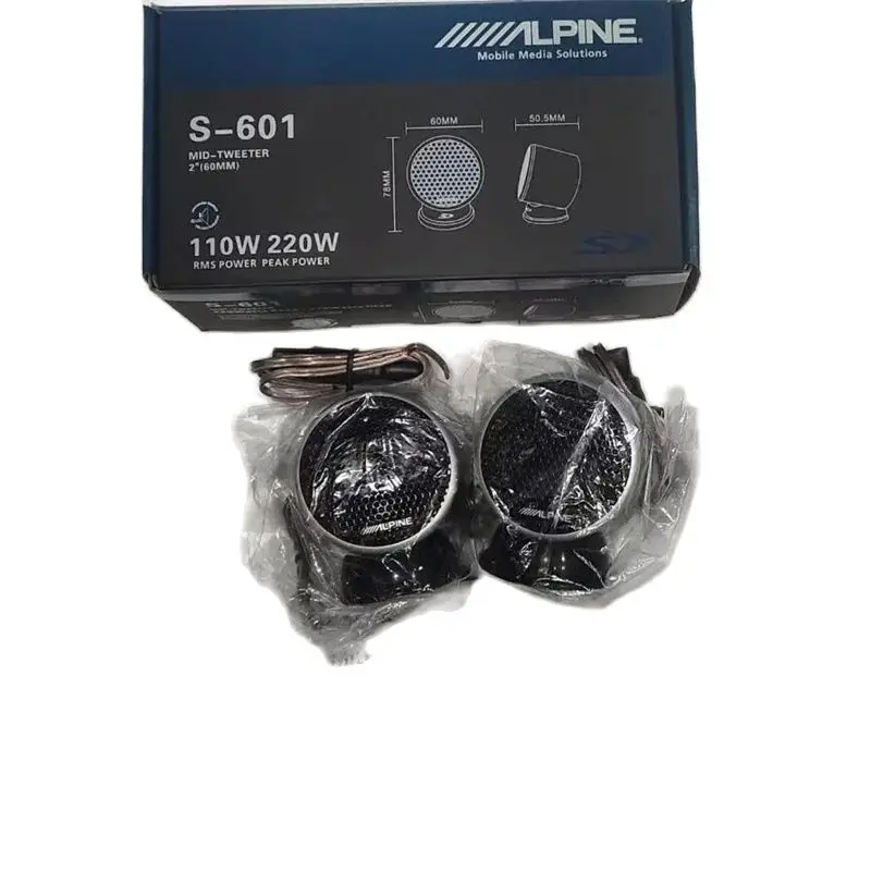 1 Pair ALPINE S-601 MID-TWEETER INSTALLIATION 2'' (60 MM) RMS POWER 110W PEAK POWER 220W Made In JAPAN